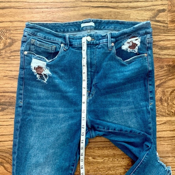 Good American Distressed Leopard Print Pocket Detail Jeans Size 18 - Picture 3 of 8